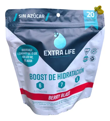 Extra Life Boost De Hidratación 20 Unid Suplemento En Polvo